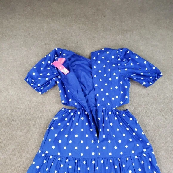 NWT Lilly Pulitzer Lyssa Dress Size 12 Blue Grotto Hunter Spot Cutout Tiered - Picture 15 of 15